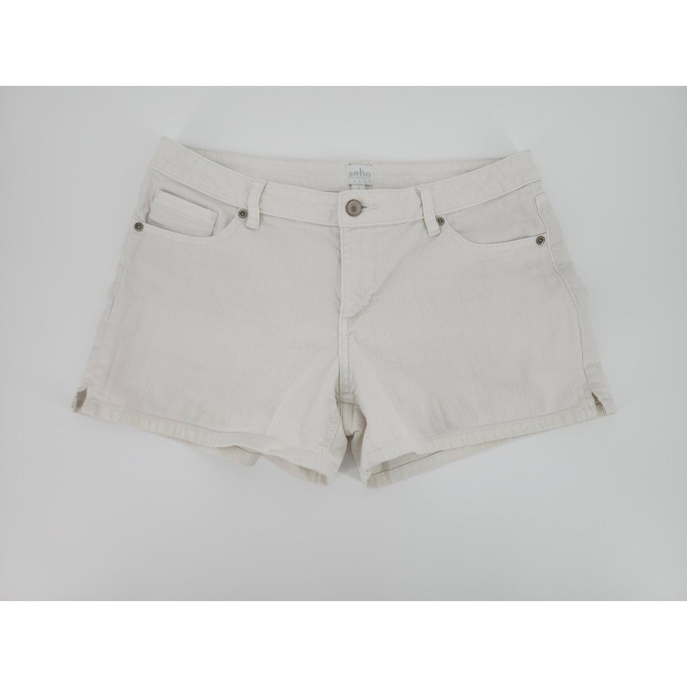 New York & Company Soho Jeans Womens 8 Cream Denim Shorts Off White Mid Rise